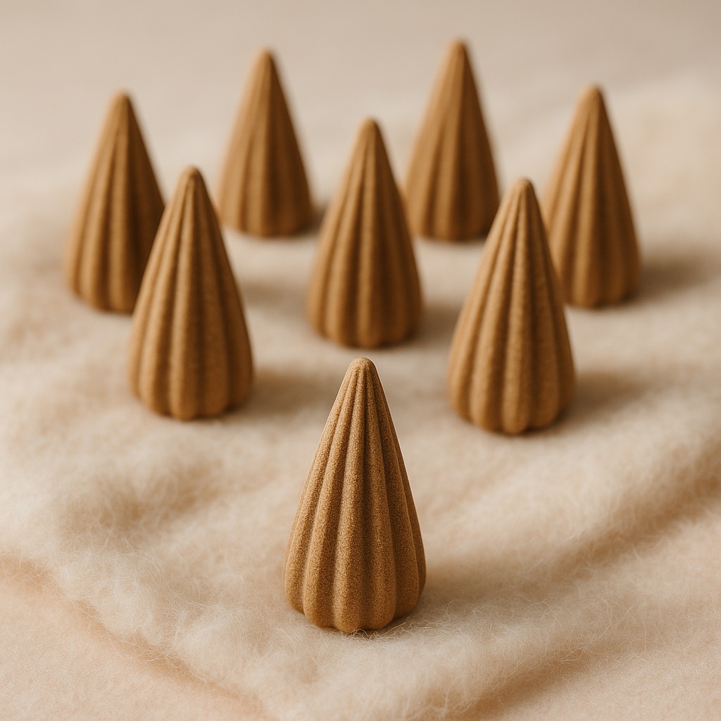 Foto dupa cone bentuk belimbing, non-aroma, dengan diameter 2 cm dan tinggi 4 cm, cocok untuk variasi penjualan.