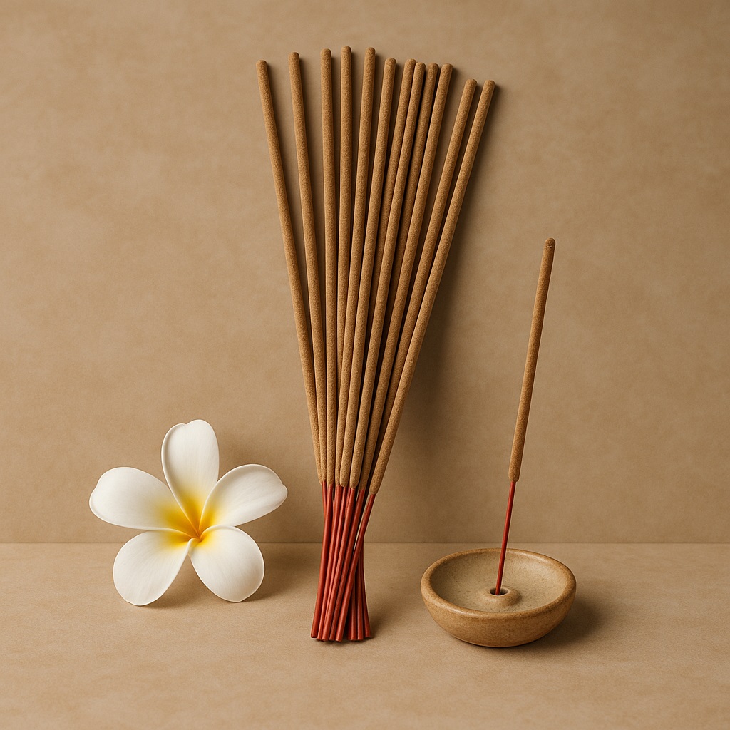 Foto dupa stick non-aroma warna cokelat natural dengan latar aesthetic, cocok untuk distribusi dan reseller.